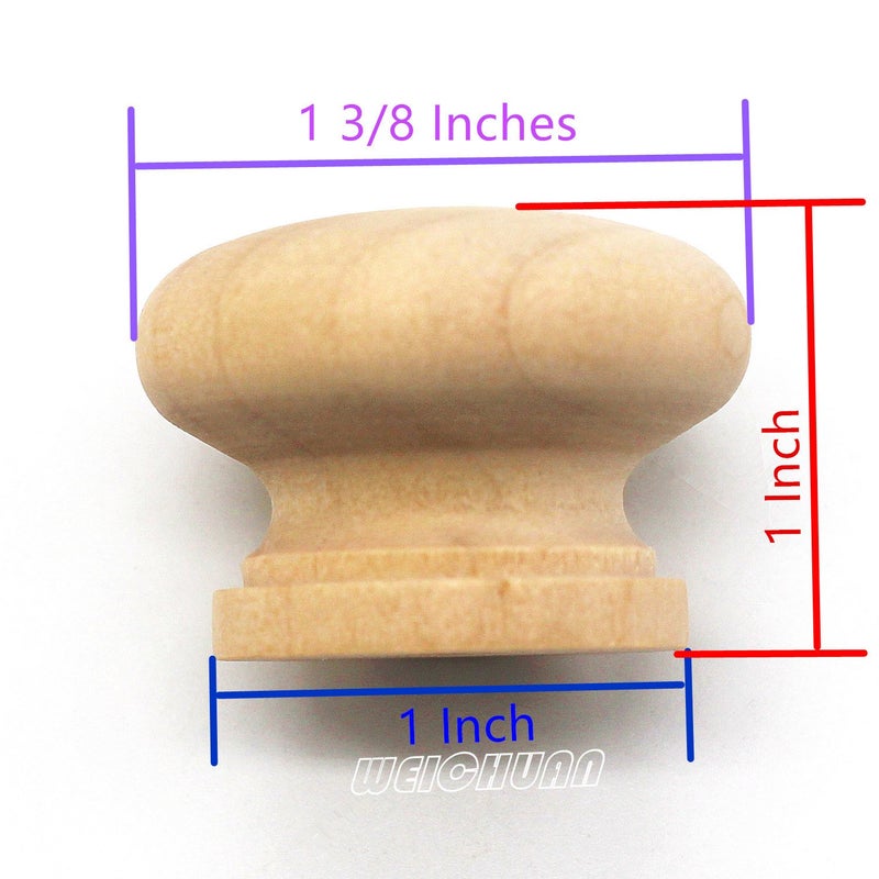 WEICHUAN 30-Pack Unfinished Solid Wood Knobs Pulls Handles - Round Natural Wooden Cabinet Knobs for Dresser Cabinet Wardrobe Cupboard and Furniture Drawer (Diameter: 1-3/8 Inches Height: 1 Inch) - Image 4